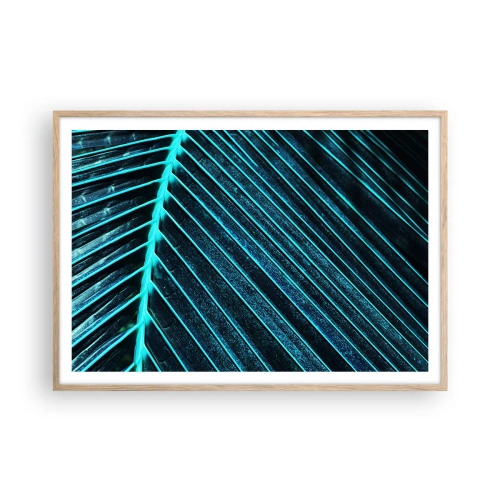 Een poster in een licht eiken lijst - Groene textuur - 100x70 cm