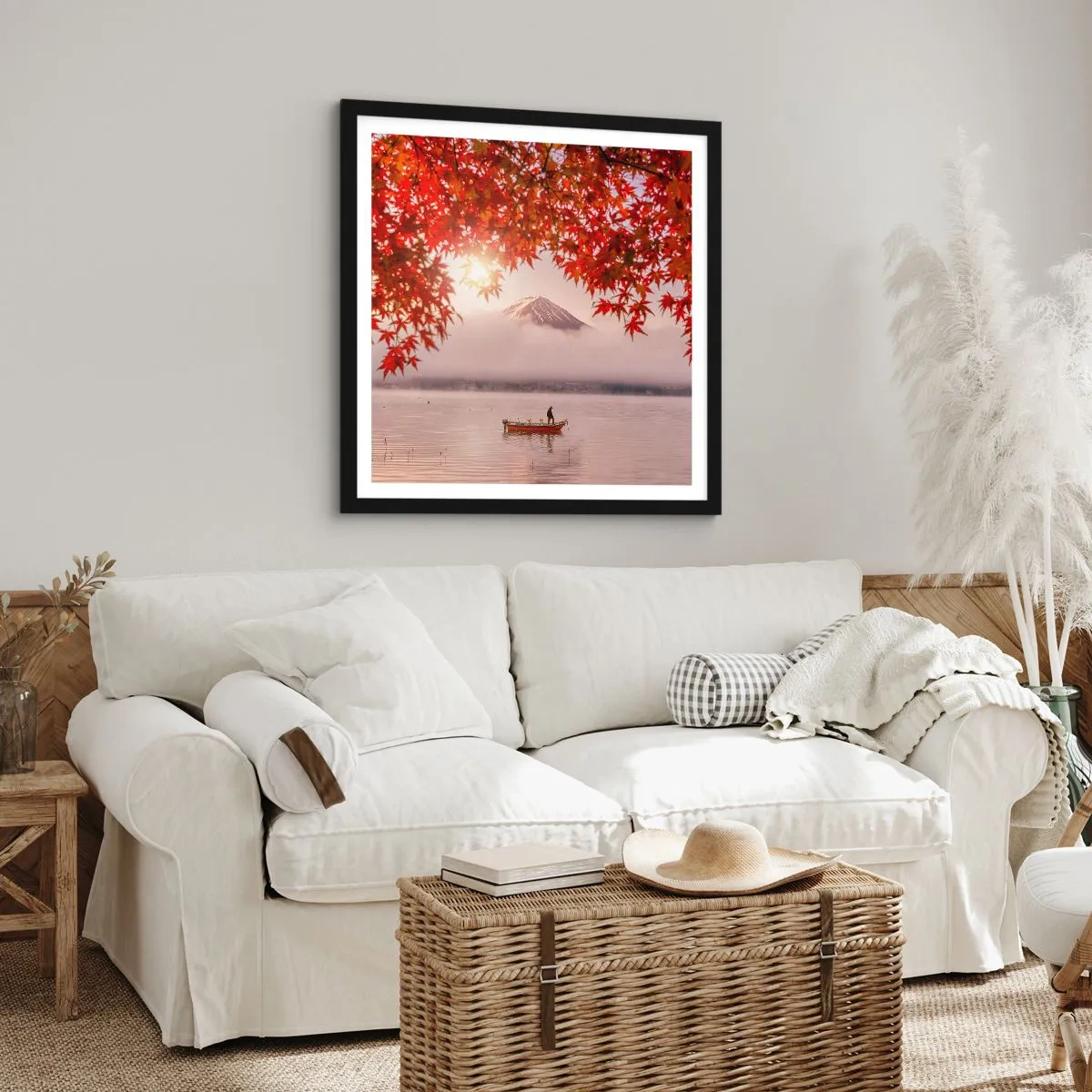 Poster in een zwarte lijst - In het Japanse klimaat - 60x60 cm