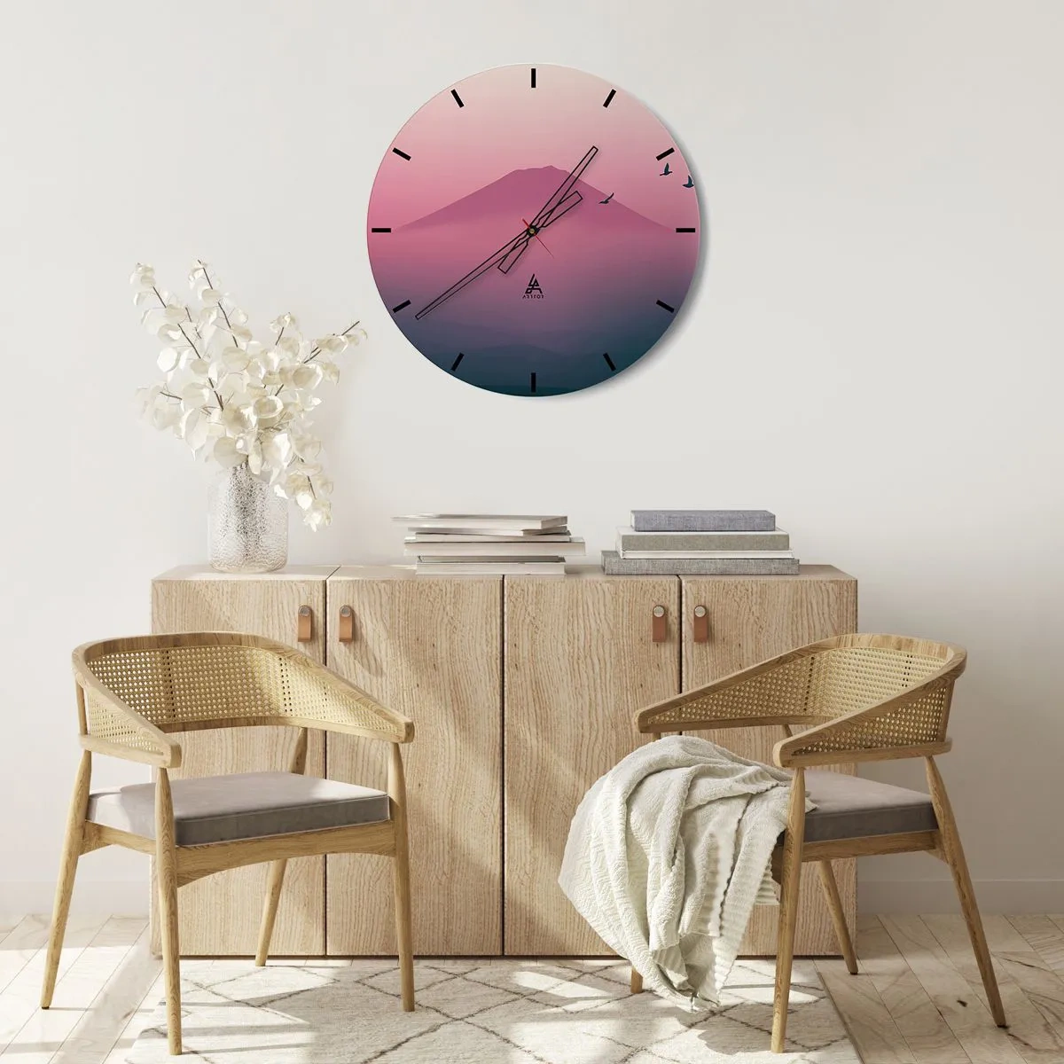 Wandklok - Klok - Wandelaars boven de wolken - 40x40 cm
