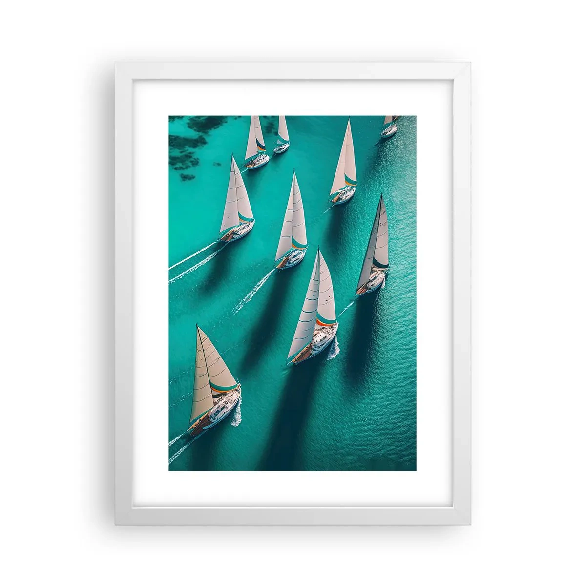Poster in een witte lijst - In een wedstrijd met de wind - 30x40 cm