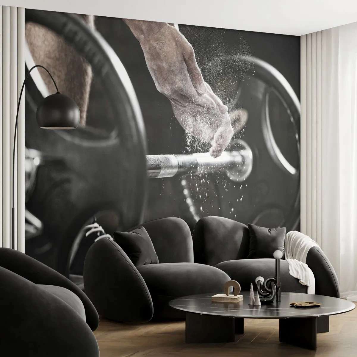 Fotobehang Premium Canvas - Uitdaging aanvaard! - Sport, Sportschool, Gewichtheffen - 250x175 cm