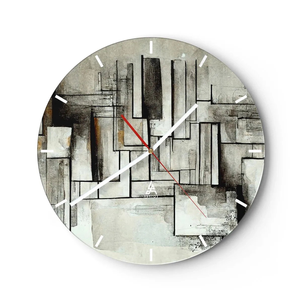 Wandklok - Klok - Een geometrische compositie van rechthoeken in gedempte kleuren. - 30x30cm - De kracht van eenvoud - Moderne wanddecoratie voor woonkamer, keuken en slaapkamer ARTTOR