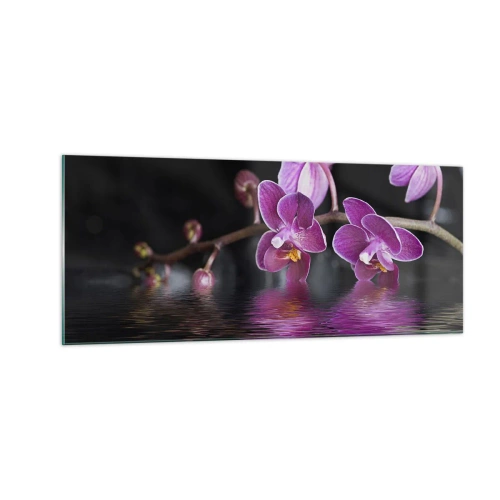 Schilderen op glas - Lila weerspiegeling van schoonheid - 100x40 cm