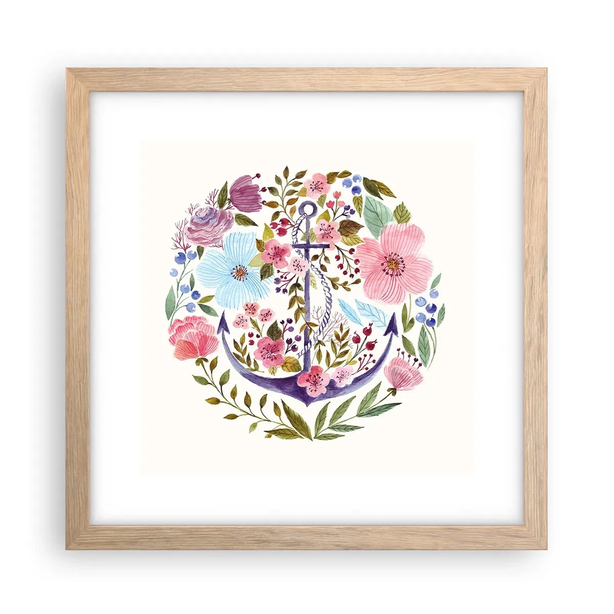 Een poster in een licht eiken lijst - Goede droom van zeeman - 30x30 cm