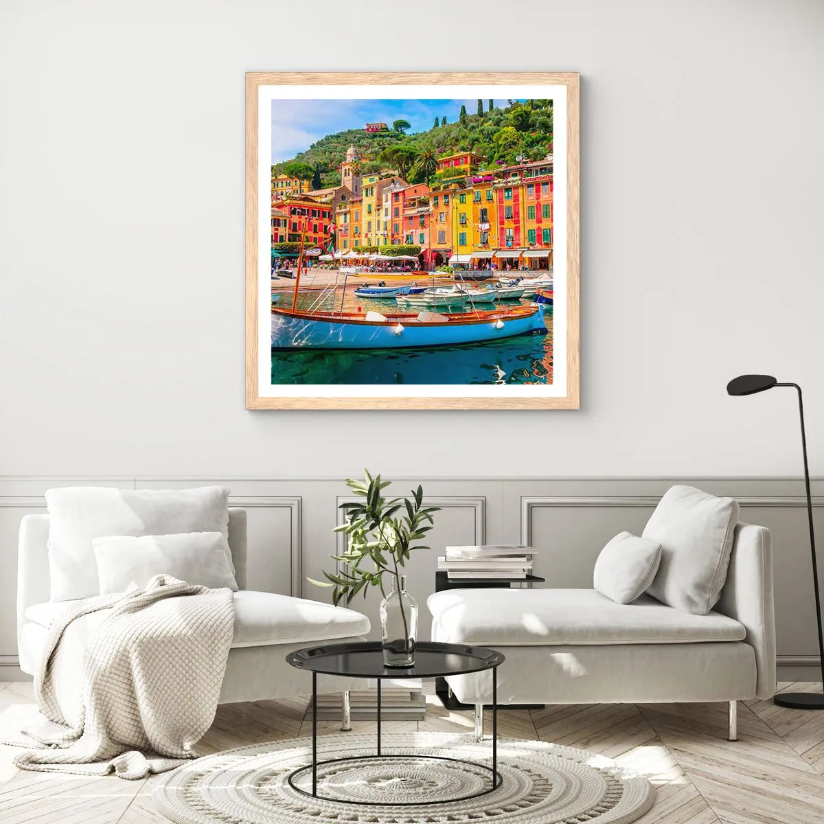 Een poster in een licht eiken lijst - Italiaanse ochtend - 60x60 cm