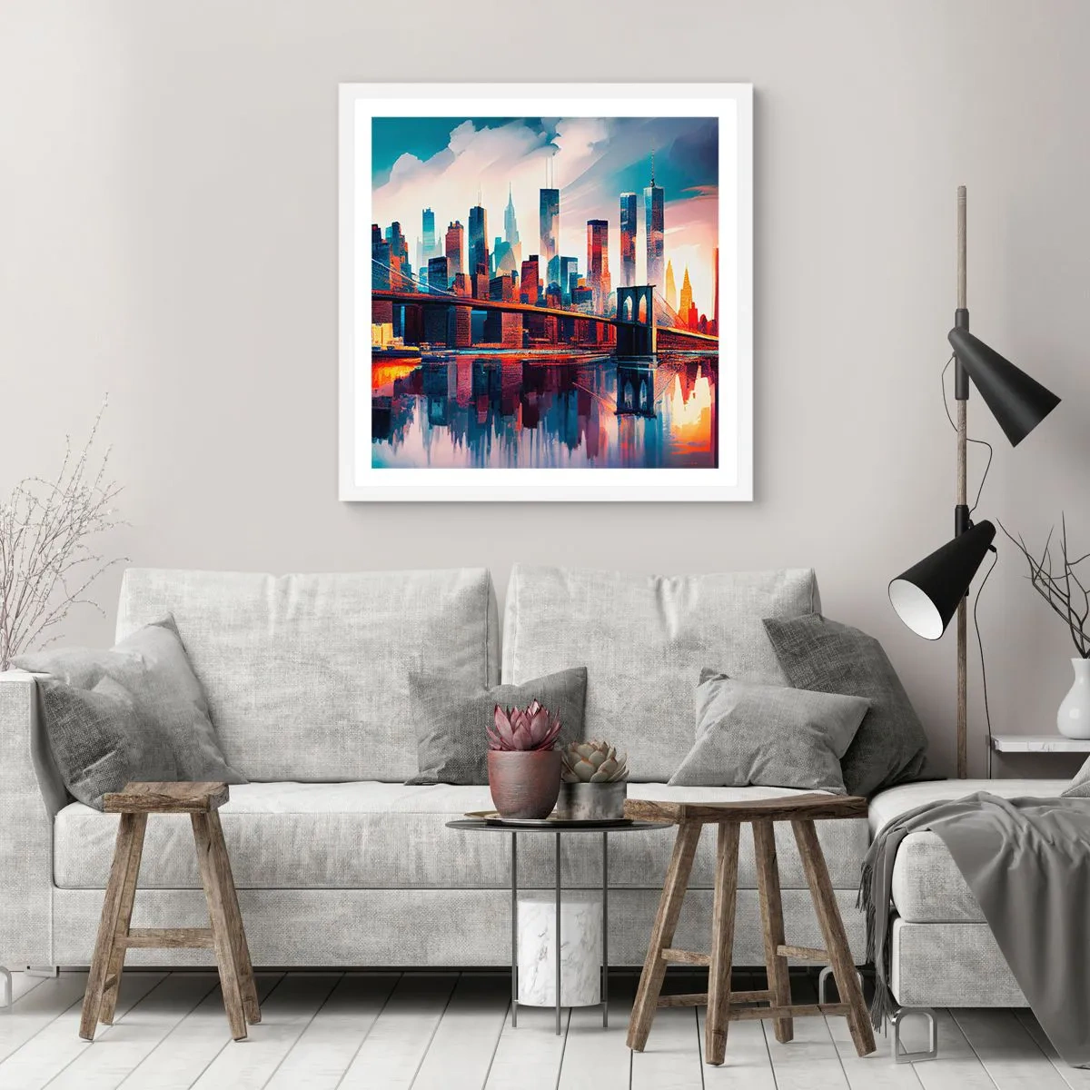 Poster in een witte lijst - Een droomachtig New York - 40x40 cm