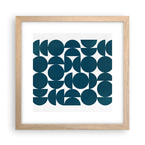 Een poster in een licht eiken lijst - Cirkels en halfcirkels - 30x30 cm