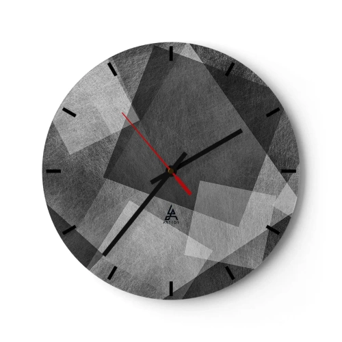 Wandklok - Klok - Abstracte geometrische vormen in grijstinten - 30x30cm - Het eeuwige symbool van duurzaamheid en orde - Moderne wanddecoratie voor woonkamer, keuken en slaapkamer ARTTOR