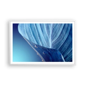 Poster in een witte lijst - Verborgen druppels blauw - 91x61 cm
