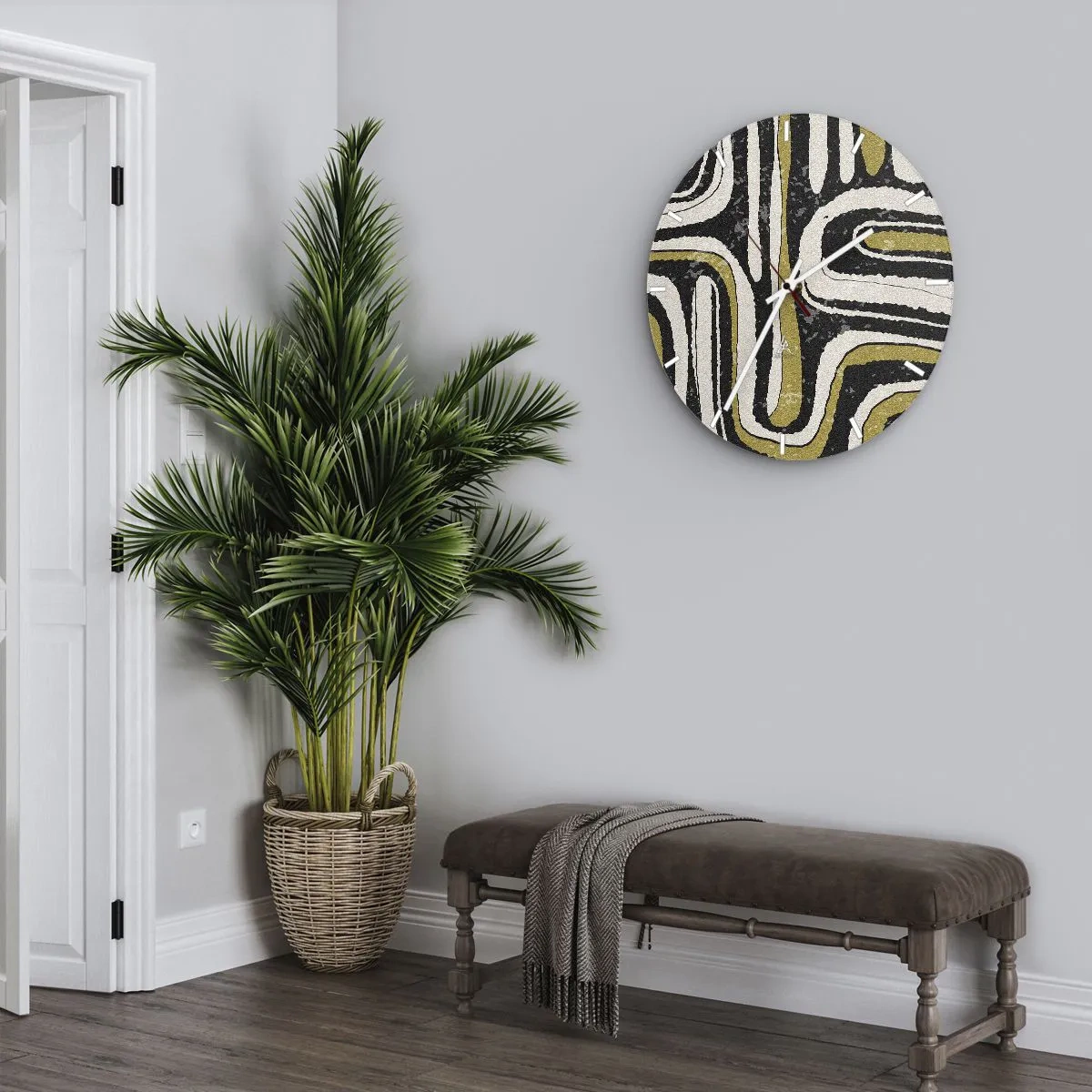 Wandklok - Klok - Compositie: wegen en steegjes - 40x40 cm