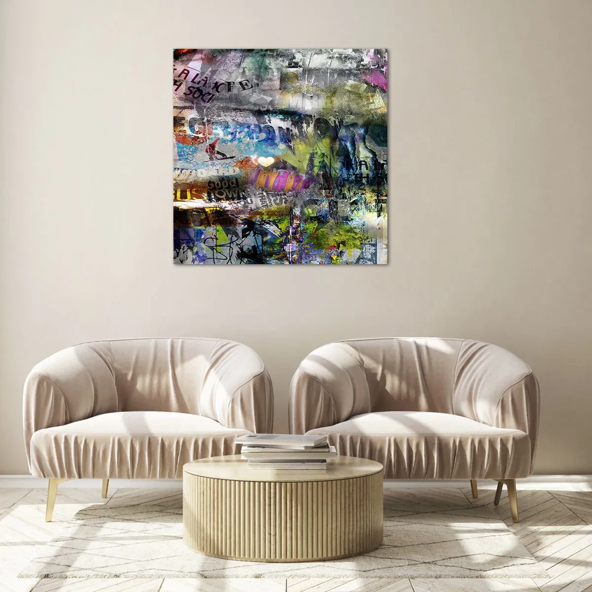 Schilderen op glas - Collage van herinneringen - 60x60 cm