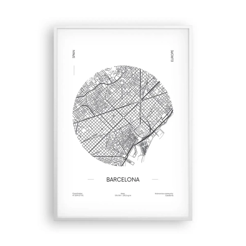 Poster in een witte lijst - Anatomie van Barcelona - 70x100 cm