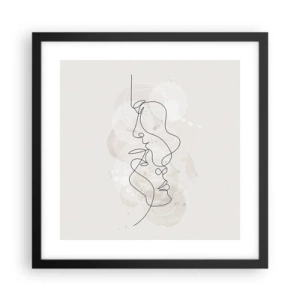 Poster in een zwarte lijst - Verstrikt in een omhelzing - 40x40 cm