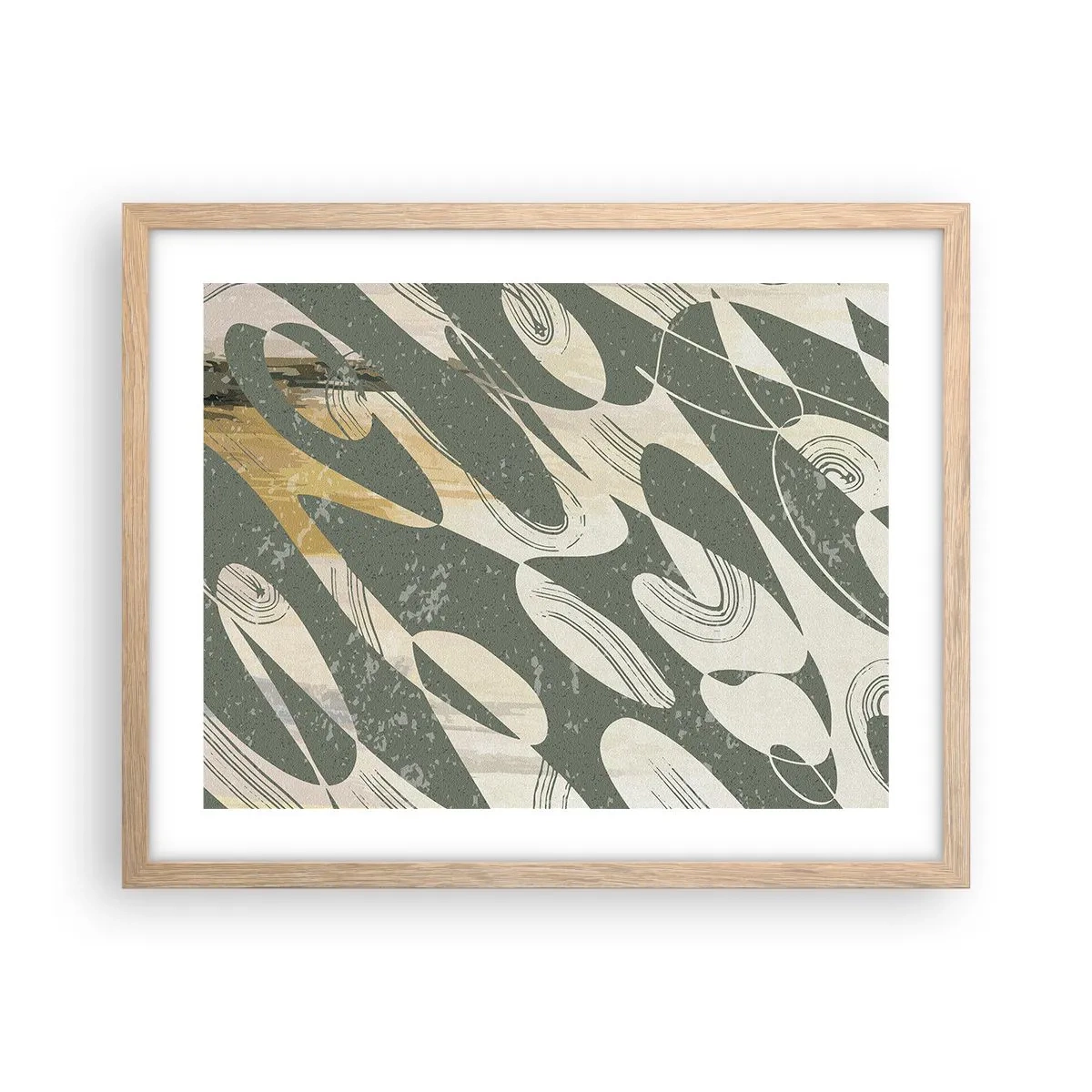 Een poster in een licht eiken lijst - Ritmische abstractie - 50x40 cm