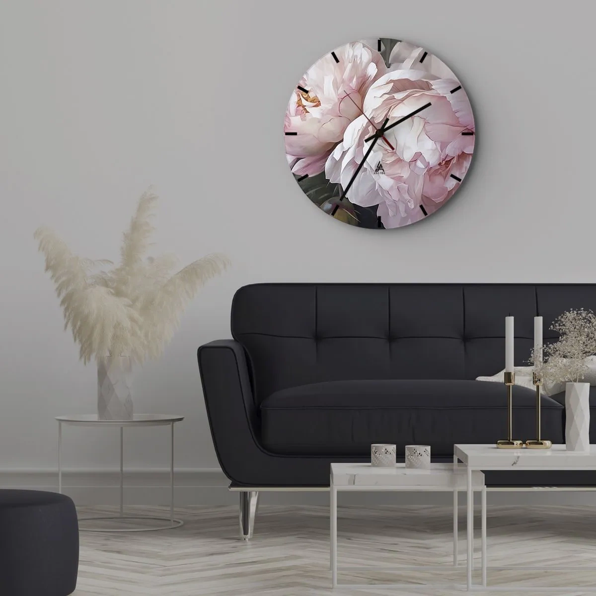 Wandklok - Klok - Delicate roze pioenrozen van dichtbij - 30x30cm - In bloei gestopt - Moderne wanddecoratie voor woonkamer, keuken en slaapkamer ARTTOR