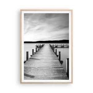Een poster in een licht eiken lijst - Bij de waterput - vrede - 70x100 cm
