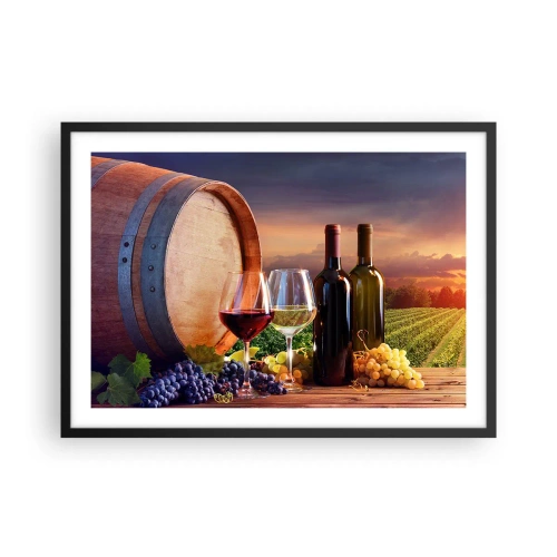 Poster in een zwarte lijst - Het leven smaakt hier - 70x50 cm