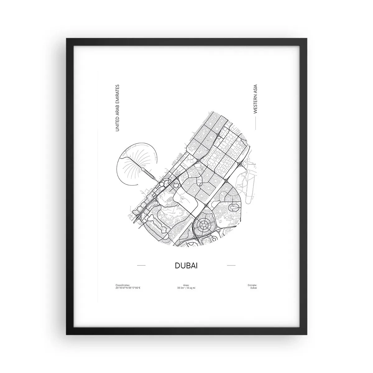 Poster in een zwarte lijst - Anatomie van Dubai - 40x50 cm