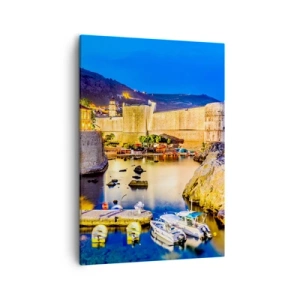 Schilderen op canvas - Verlichte nacht aan de Adriatische Zee - 50x70 cm