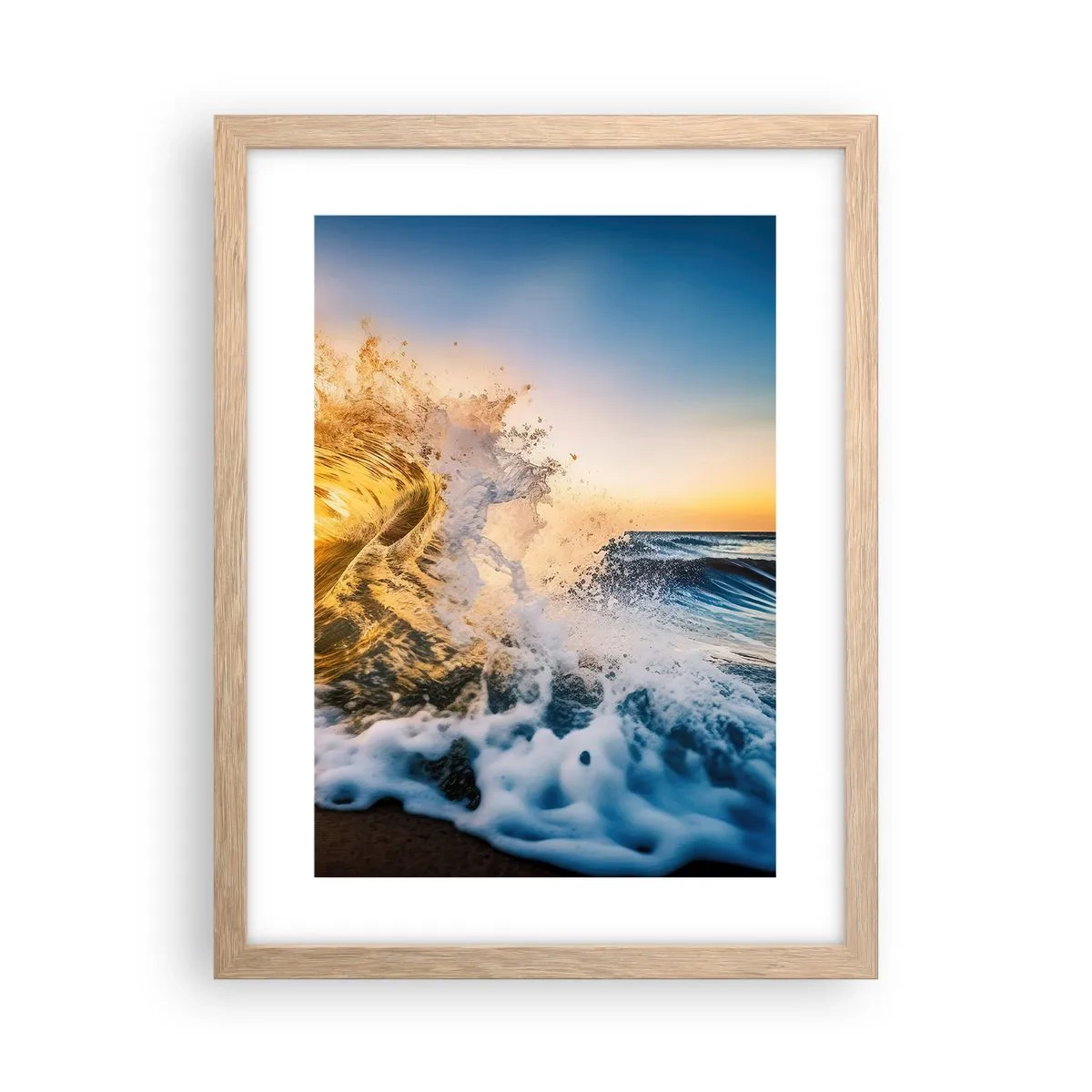 Een poster in een licht eiken lijst - Plezier in het zand - 30x40 cm