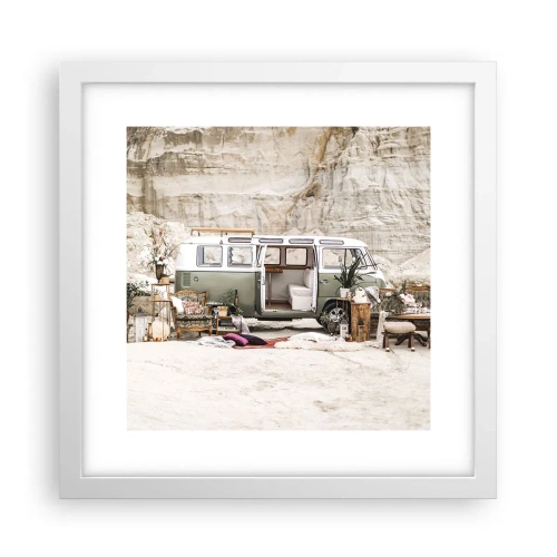 Poster in een witte lijst - Er is de tijd om aan de reis te beginnen - 30x30 cm