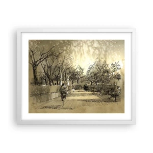 Poster in een witte lijst - Een moment gestopt met een veer - 50x40 cm