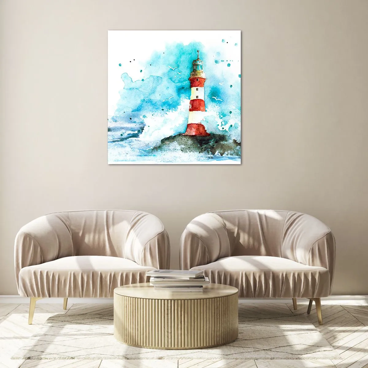 Schilderen op glas - Eenheid van de elementen - 60x60 cm