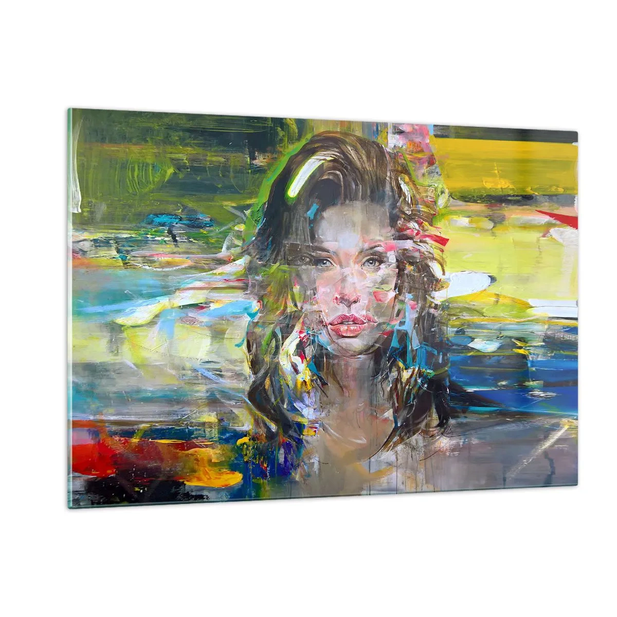 Schilderen op glas - Achter de lucht een gordijn - 120x80 cm
