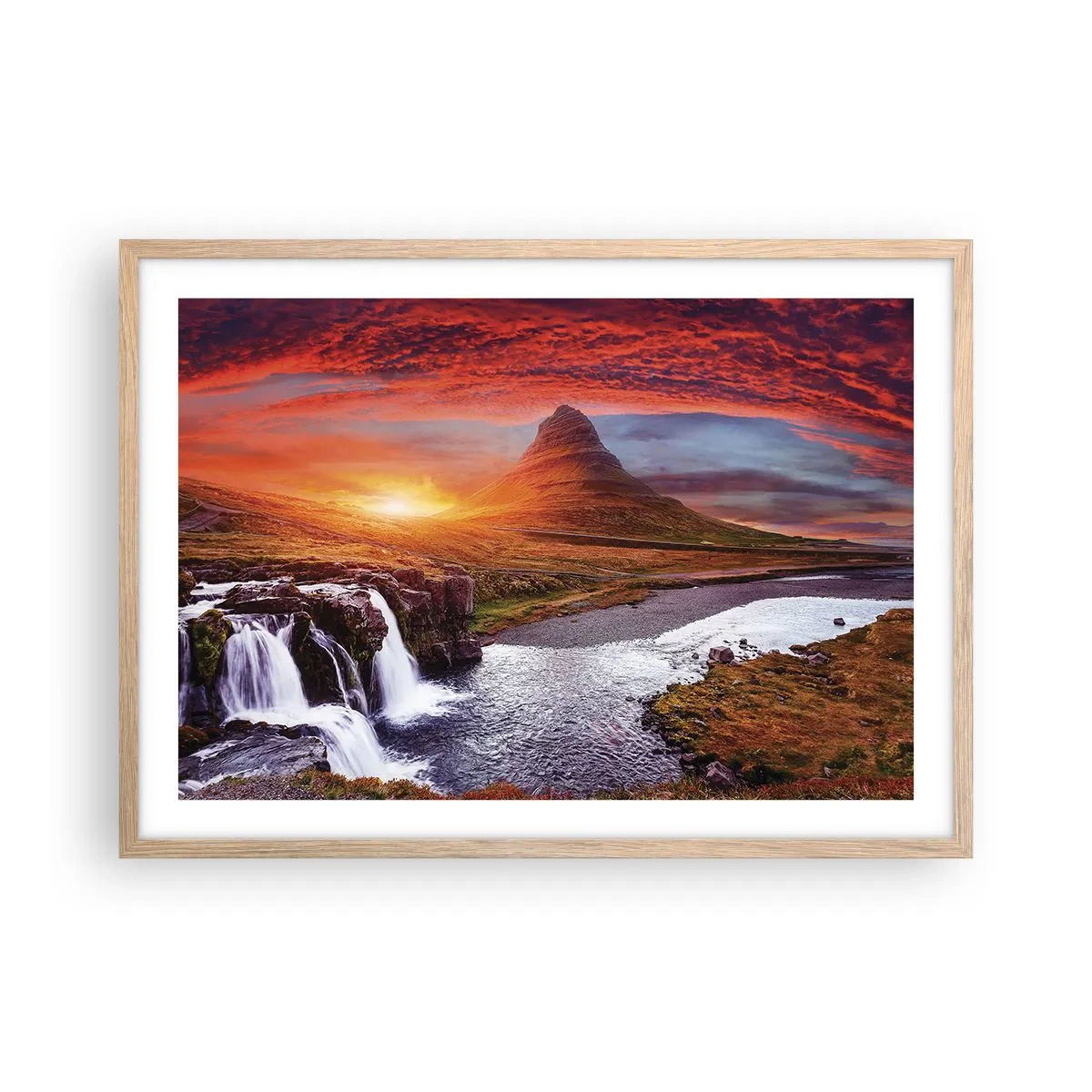 Een poster in een licht eiken lijst - Een zicht op Midden-aarde - 70x50 cm