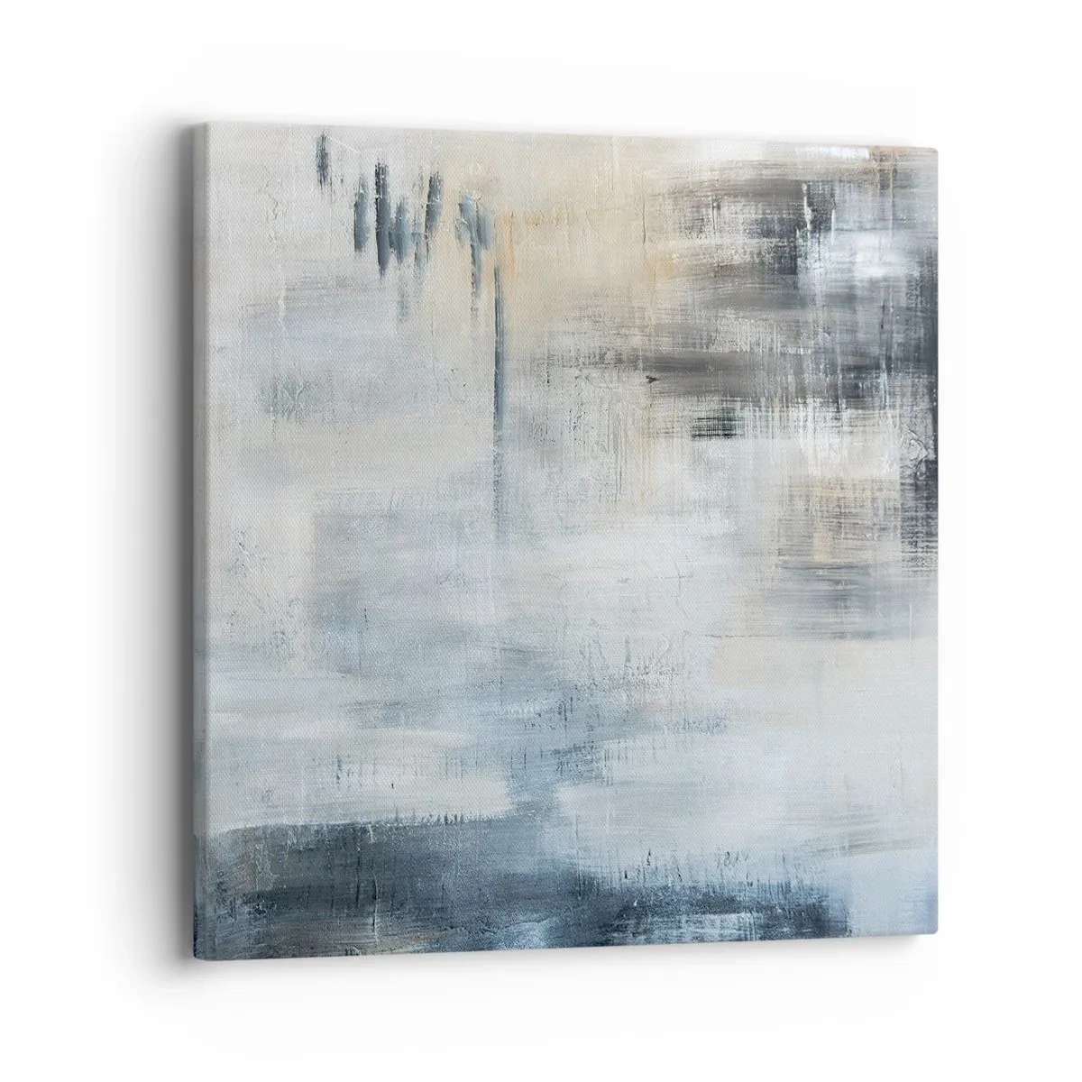 Schilderen op canvas - Achter het blauwe gordijn - 40x40 cm
