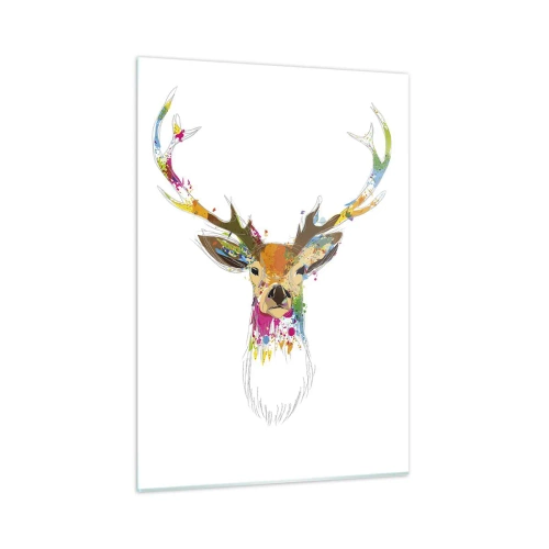 Schilderen op glas - Een zacht hert badend in kleur - 50x70 cm