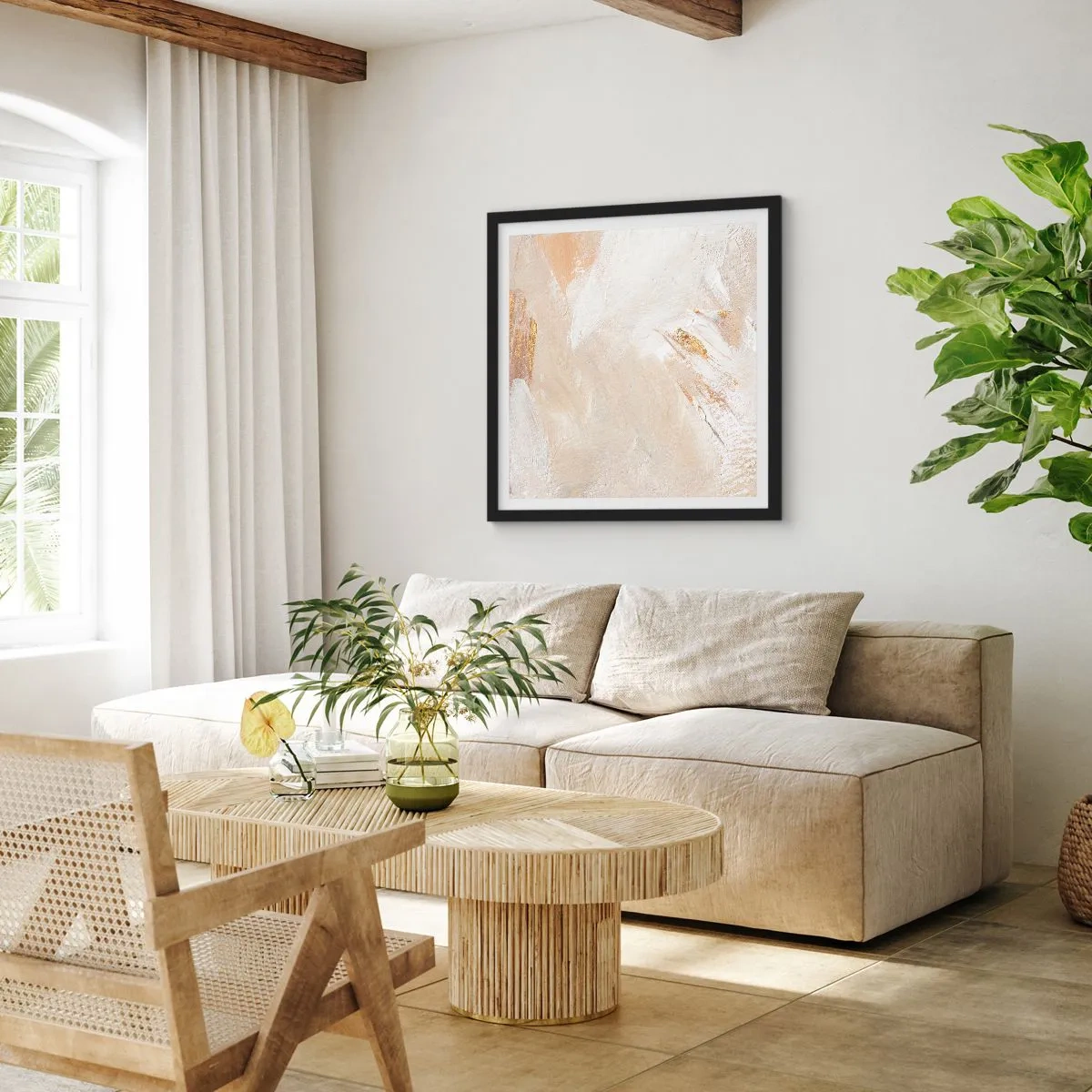 Poster in een zwarte lijst - Pastelkleurige compositie - 30x30 cm