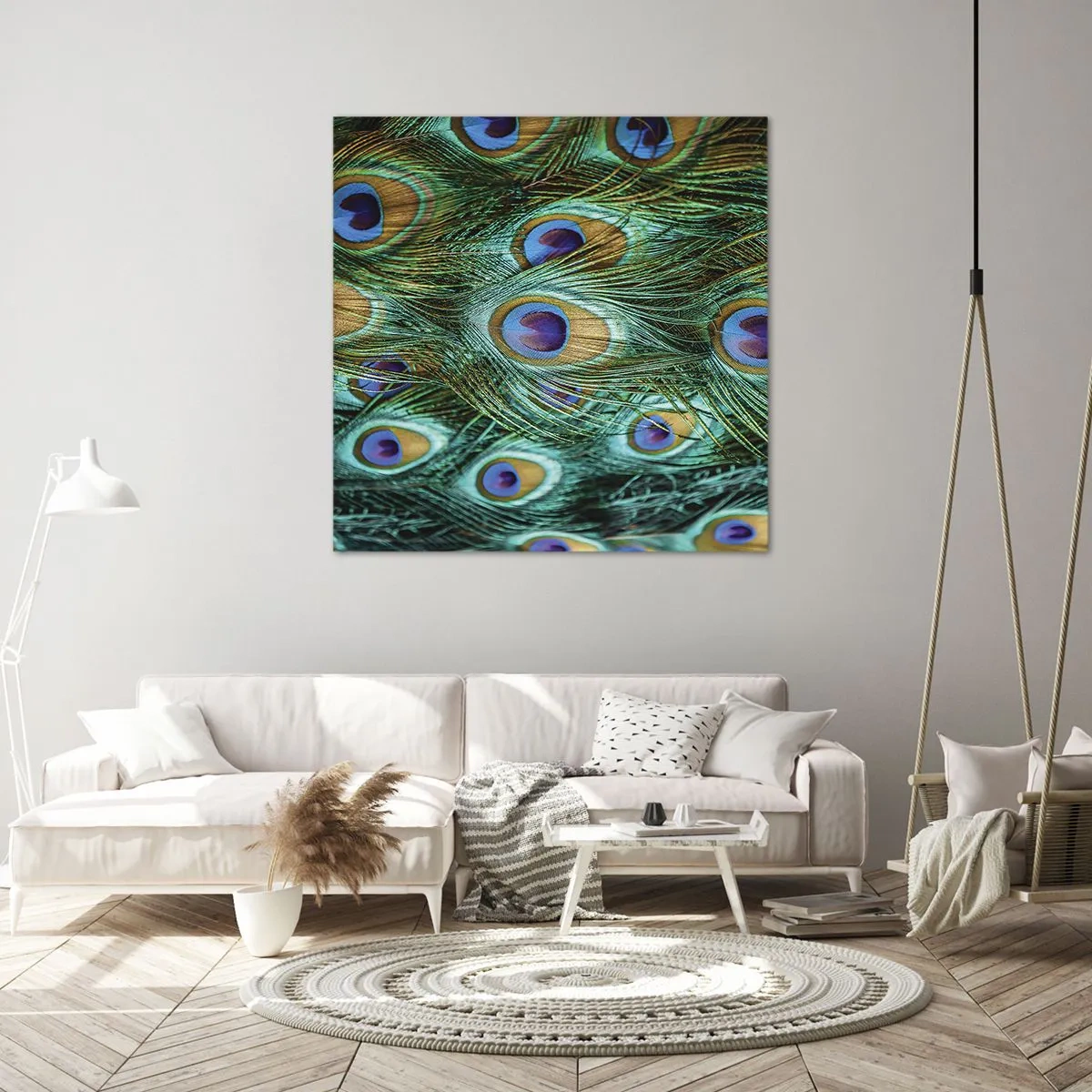 Schilderen op canvas - Een pauwenooglook - 70x70 cm