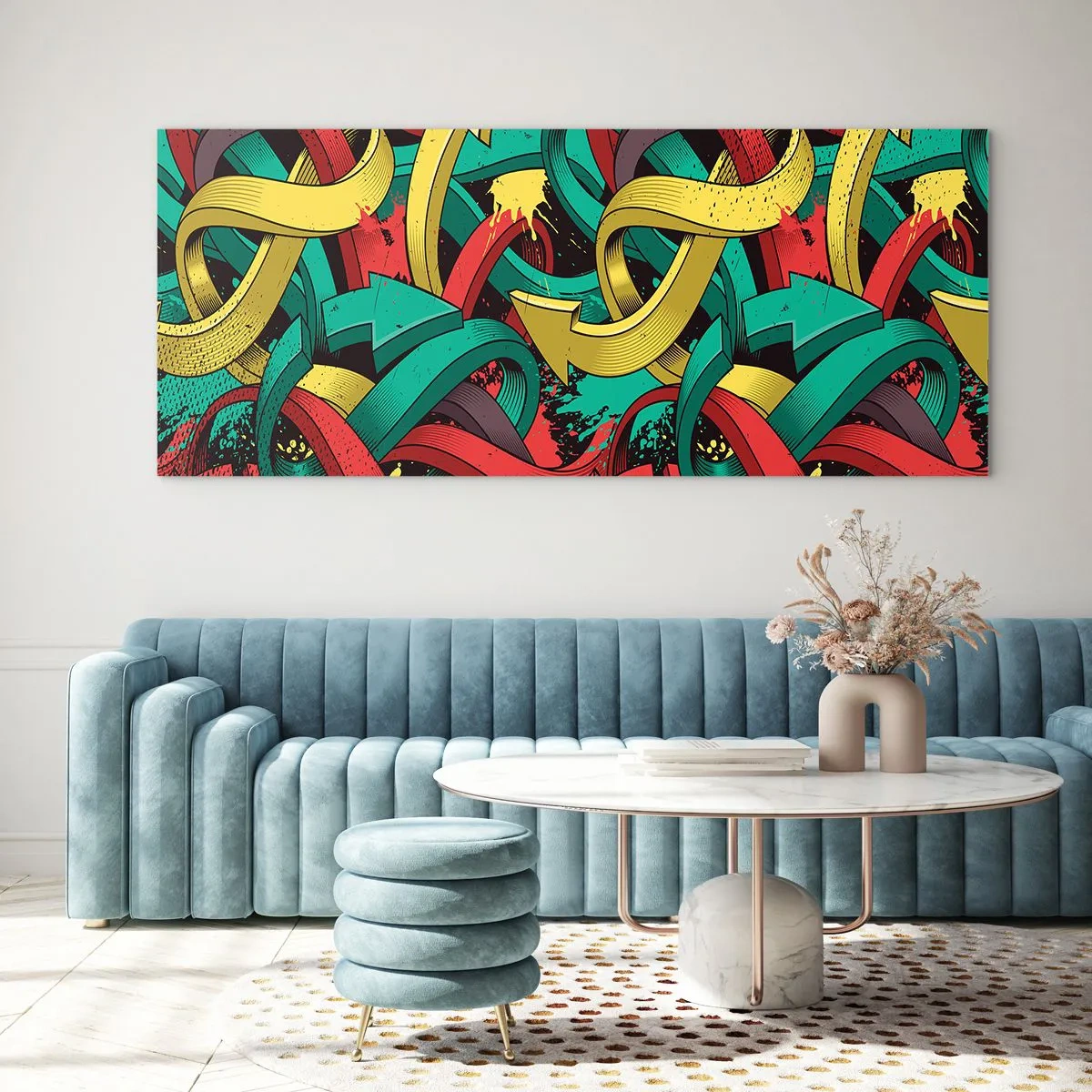 Schilderen op glas - Welke weg naar het doel? - 90x30 cm