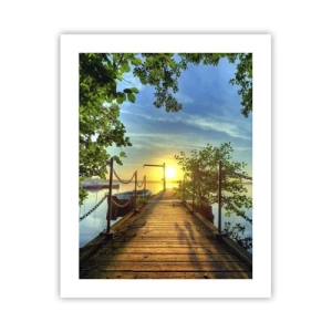 Poster - Zonsondergang boven het water - 40x50 cm