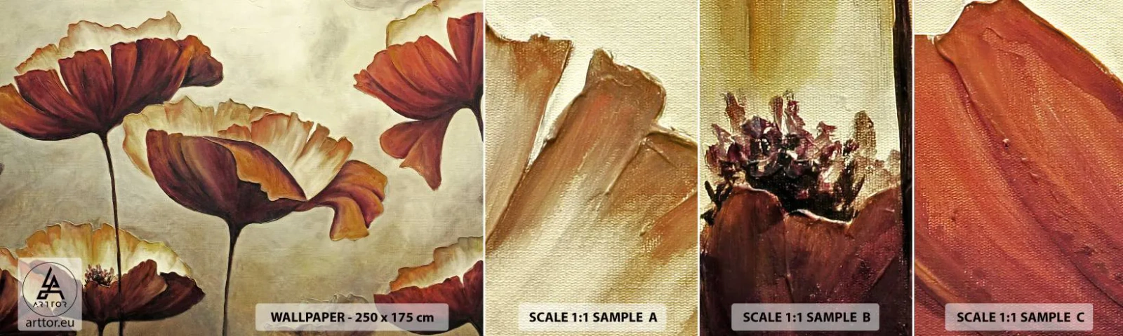 Fotobehang Monster Zelfklevend Deluxe Sticker - Golvend weiland - Abstractie, Bloem, Deel - 100x30 cm