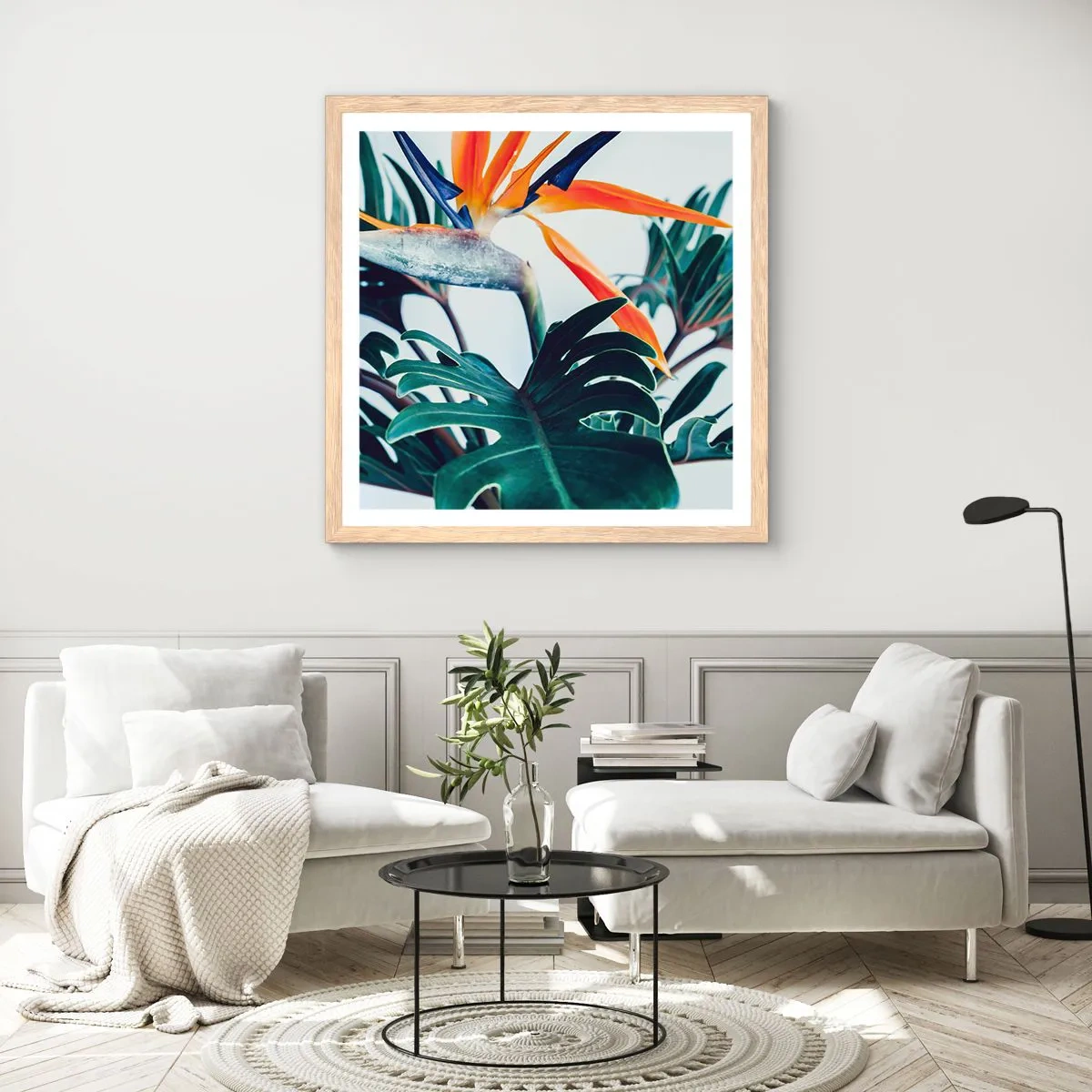 Een poster in een licht eiken lijst - Vogelstruik - 60x60 cm