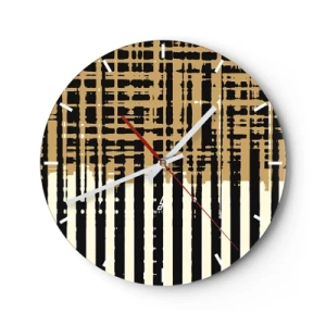 Wandklok - Klok - Geometrische abstractie in tinten beige en zwart - 30x30cm - Architecturale abstractie - Moderne wanddecoratie voor woonkamer, keuken en slaapkamer ARTTOR