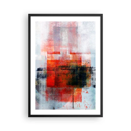 Poster in een zwarte lijst - Geometrische abstractie in intense roodtinten - 50x70cm - Een gloeiende compositie  - Moderne wanddecoratie voor woonkamer en slaapkamer ARTTOR