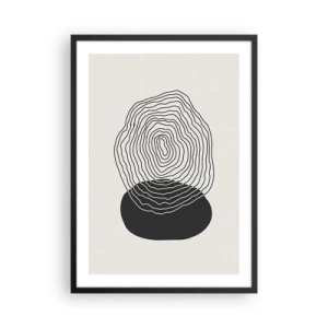 Poster in een zwarte lijst - Zwarte lijnen creëren een abstracte vorm op een lichte achtergrond - 50x70cm - Duur en spiertrekkingen - Moderne wanddecoratie voor woonkamer en slaapkamer ARTTOR