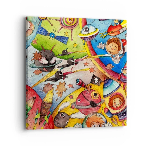 Schilderen op canvas - Geweldig ruimteavontuur - 30x30 cm