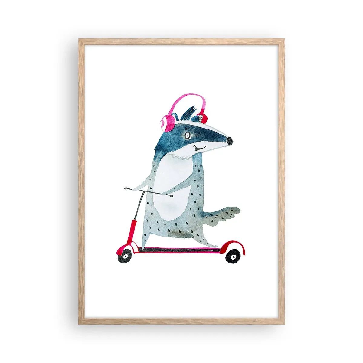 Een poster in een licht eiken lijst - Badger vreugde - 50x70 cm