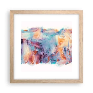Een poster in een licht eiken lijst - Een kleurrijke puinhoop - 30x30 cm