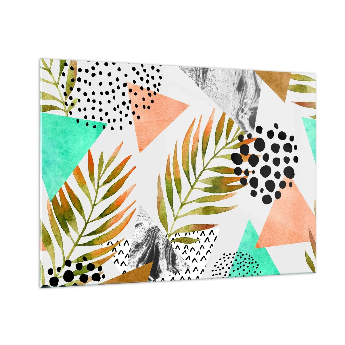 Schilderen op glas - Decoratie met palmblad - 100x70 cm