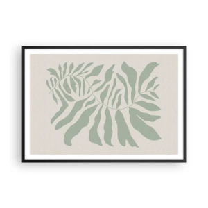 Poster in een zwarte lijst - Smaragdgroene tak - 100x70 cm