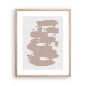 Een poster in een licht eiken lijst - Abstractie in zachtroze - 40x50 cm