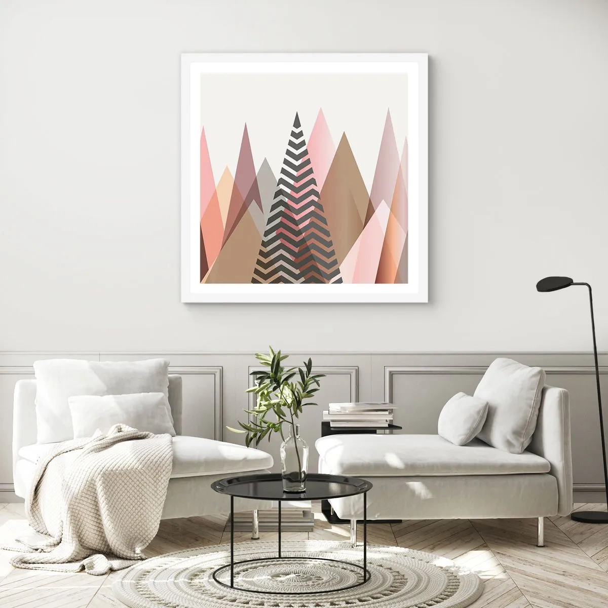 Poster in een witte lijst - Piramidaal uitzicht - 40x40 cm