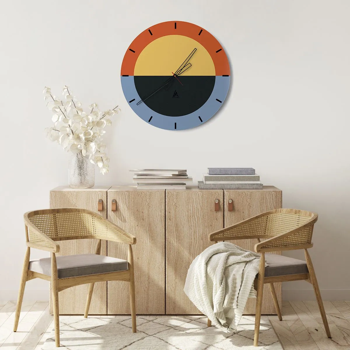 Wandklok - Klok - Een compositie van warmte en koelte - 30x30 cm