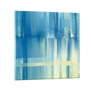 Schilderen op glas - Compositie in turkoois - 30x30 cm