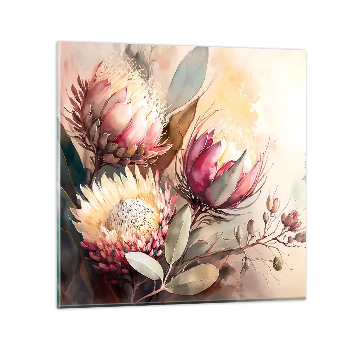 Schilderen op glas - In profiel en en face - 70x70 cm